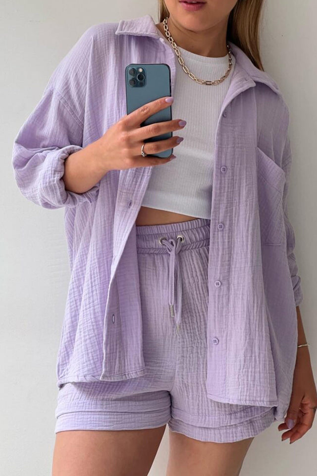 Theresa's™ Long Sleeve Shirt Short Set - Radiant into the summer