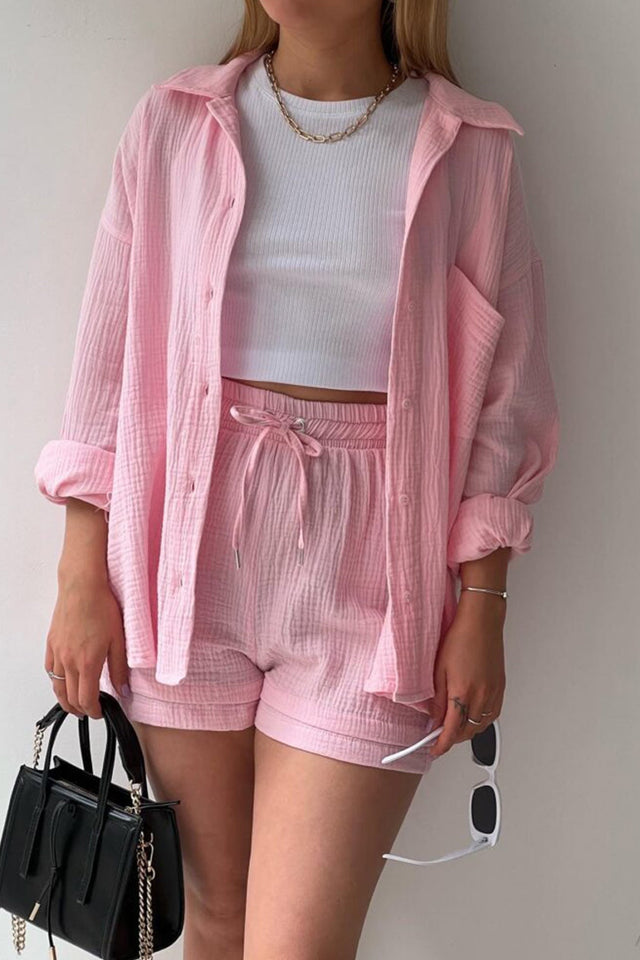 Theresa's™ Long Sleeve Shirt Short Set - Radiant into the summer