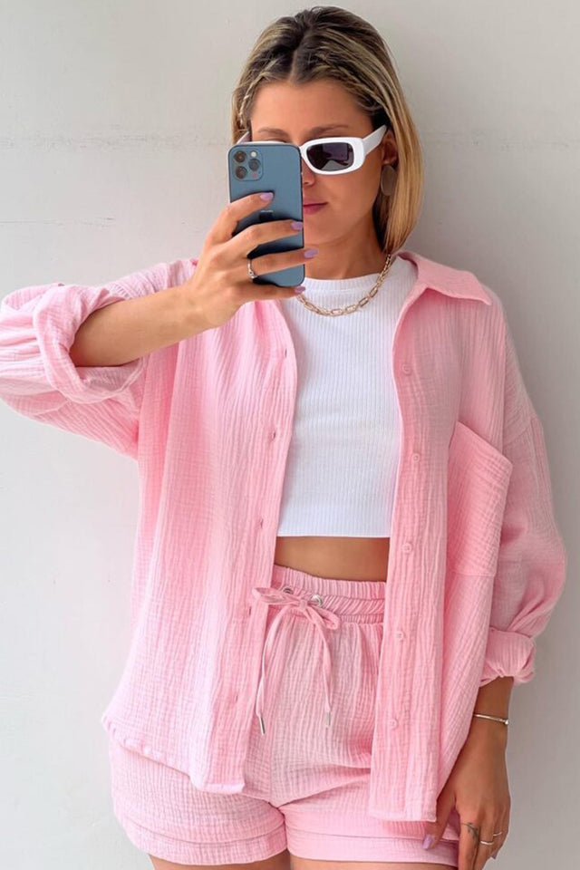 Theresa's™ Long Sleeve Shirt Short Set - Radiant into the summer