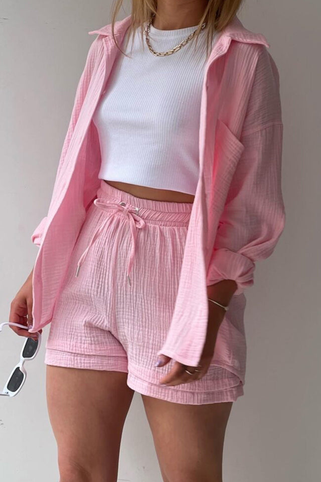 Theresa's™ Long Sleeve Shirt Short Set - Radiant into the summer